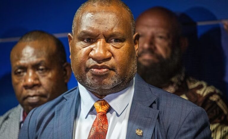 While drama continues to develop at home, PNG prime minister touches down in Australia for historic speech