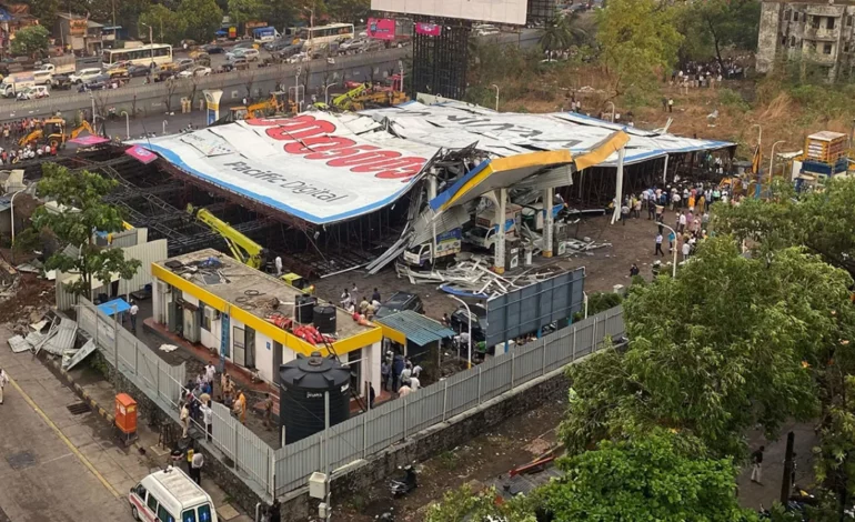 At least 14 killed after billboard collapses in Mumbai during thunderstorm